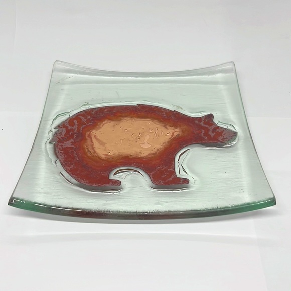 Artisan Made Copper Bear Glass Plate - Picture 3 of 3